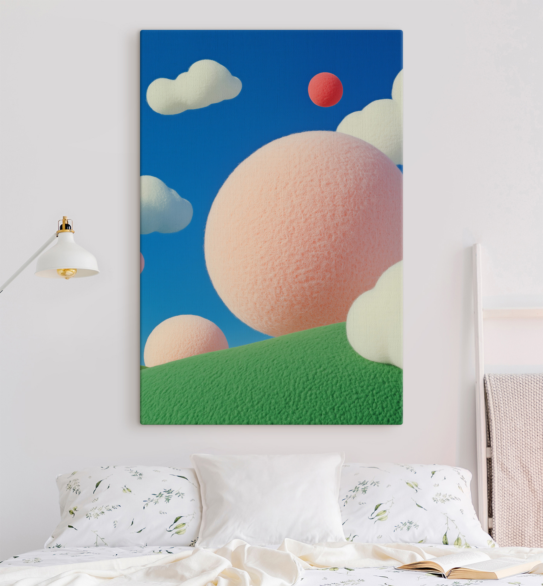 Pink and white balls in the sky Pink and white balls in the sky