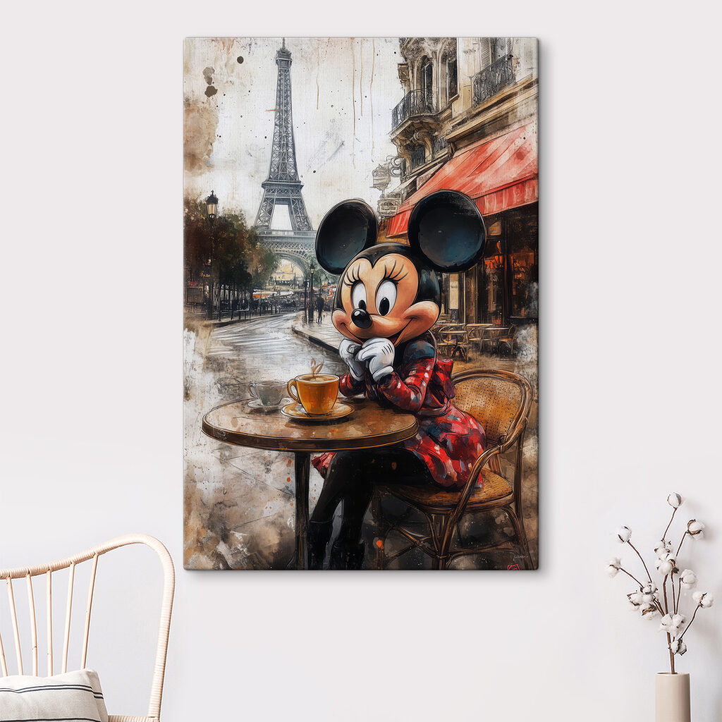 Cartoon character sitting at a table with a cup of tea Cartoon character sitting at a table with a cup of tea