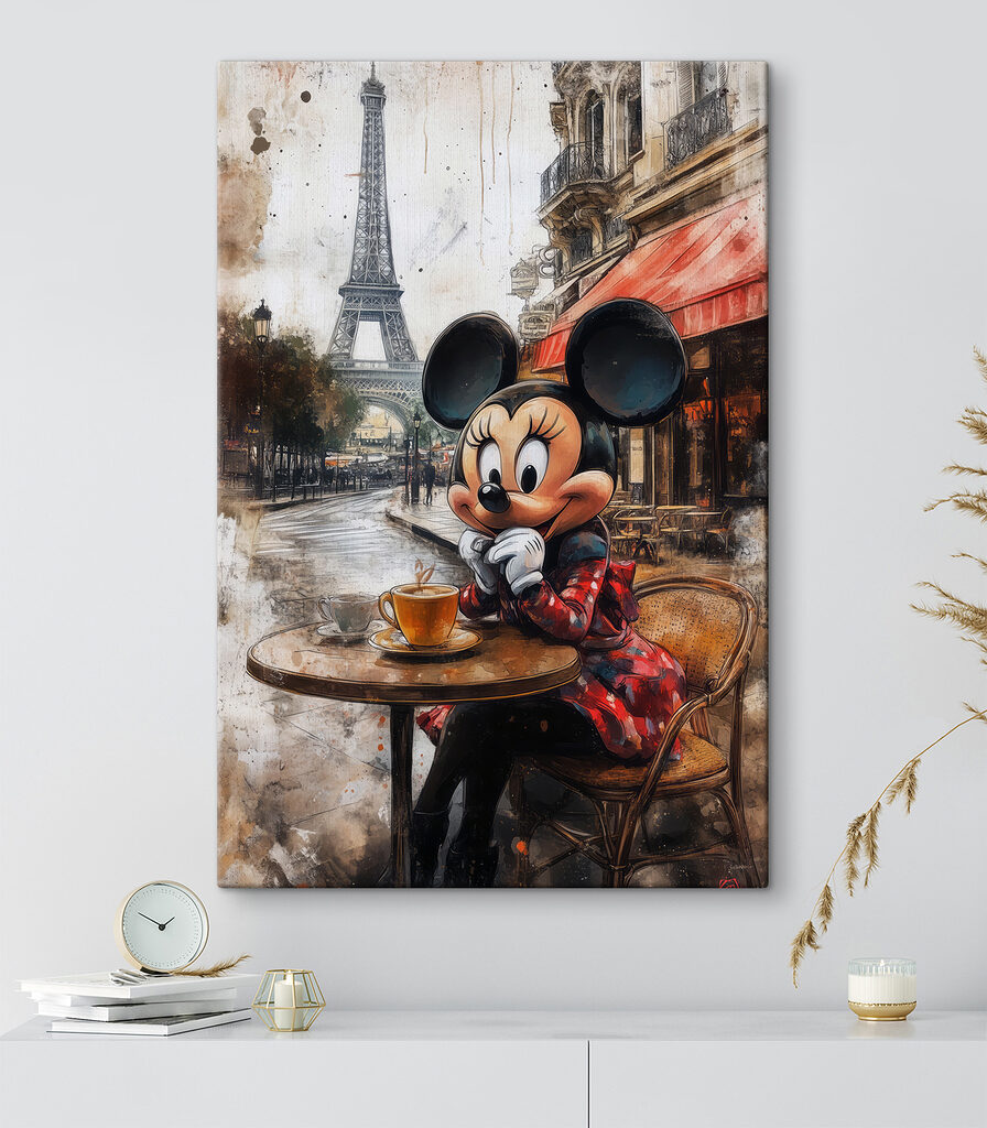 Cartoon character sitting at a table with a cup of tea Cartoon character sitting at a table with a cup of tea