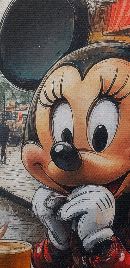 Cartoon character sitting at a table with a cup of tea Cartoon character sitting at a table with a cup of tea