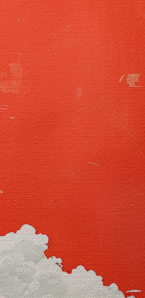 White clouds on a red background
