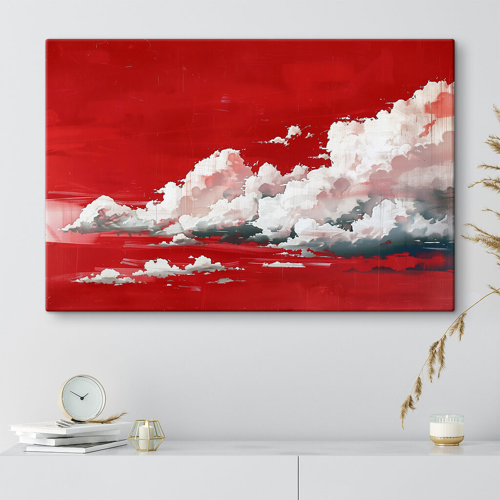 Red sky with clouds