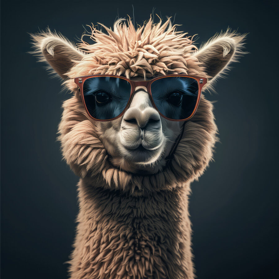 Lama nosí slnečné okuliare Lama nosí slnečné okuliare