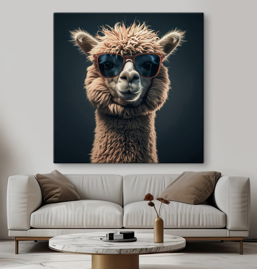 Lama nosí slnečné okuliare Lama nosí slnečné okuliare