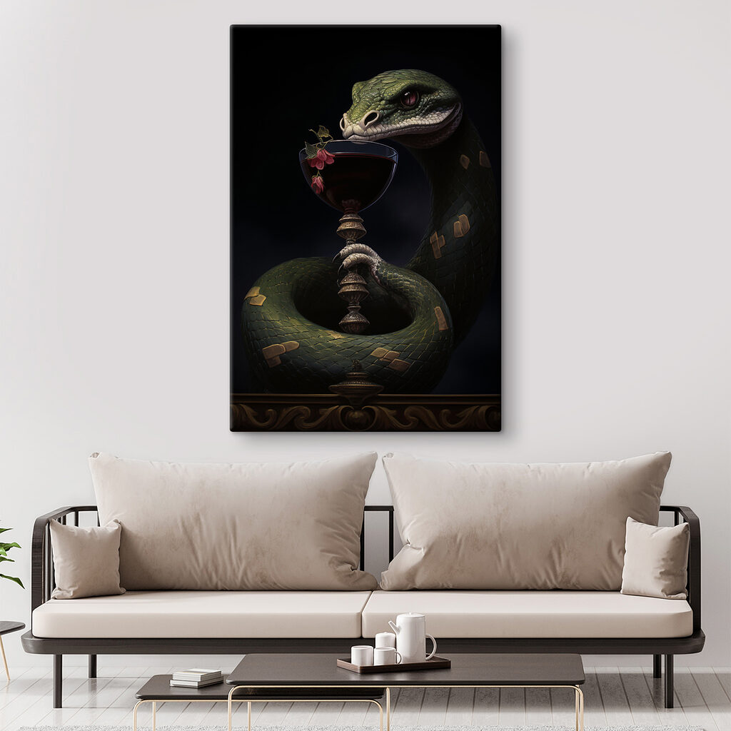 Snake holding a glass of wine