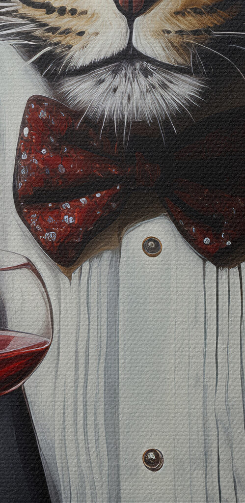 Leopard wearing a suit and bow tie holding a wine glass Leopard wearing a suit and bow tie holding a wine glass