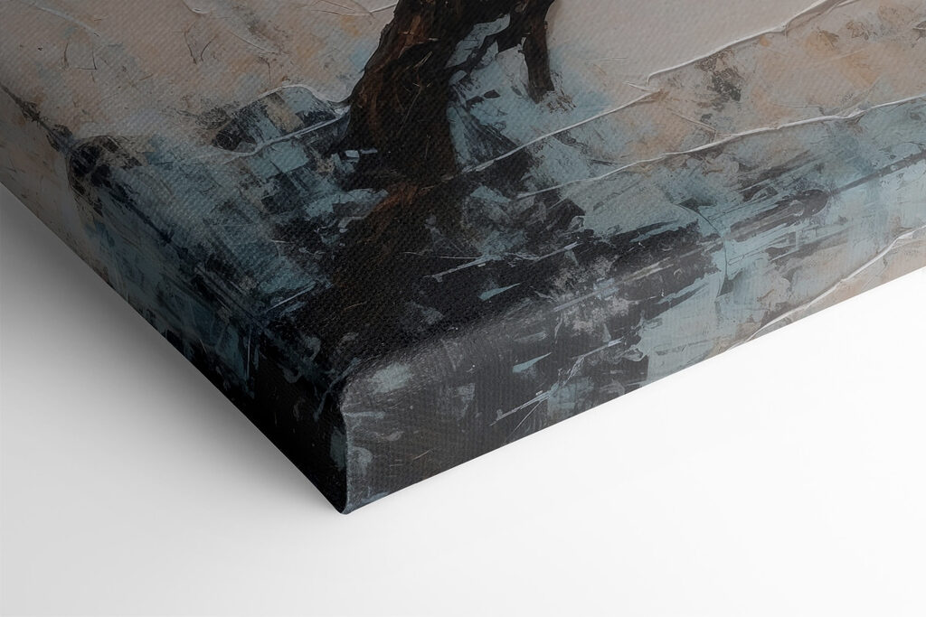 Painting of a tree with white flowers