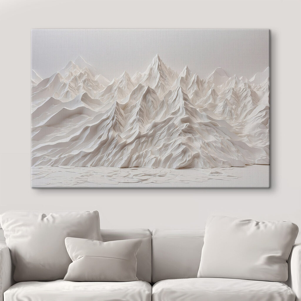 White mountain range with snow