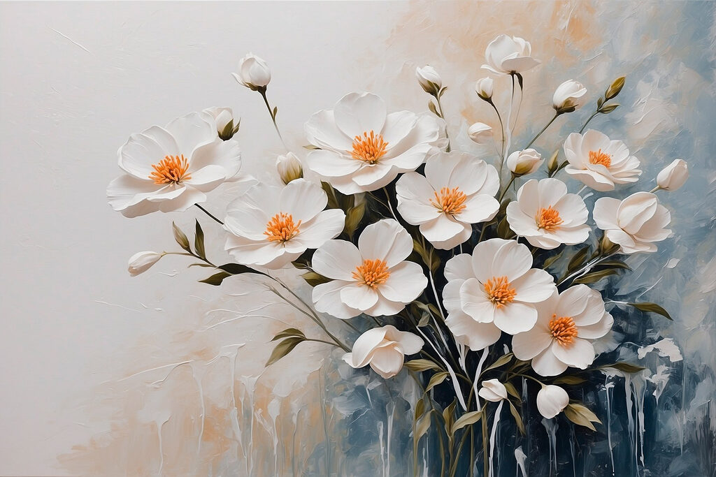 Painting of white flowers