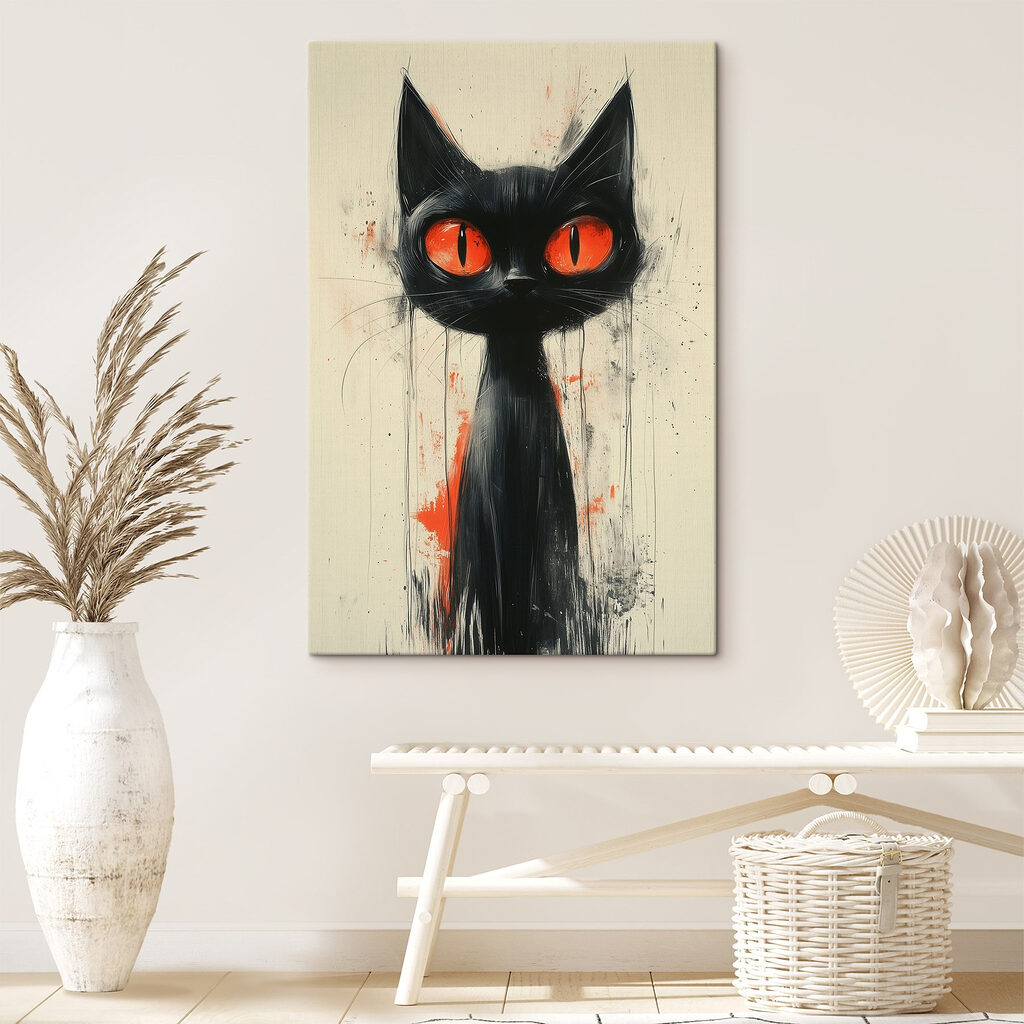 Black cat with red eyes