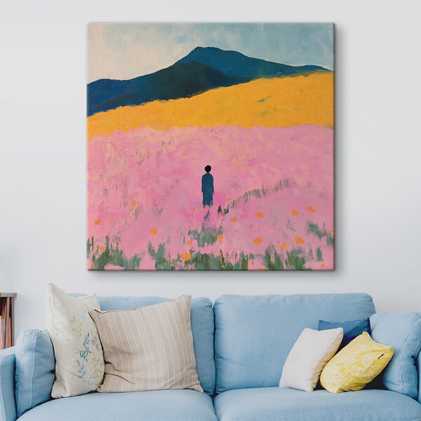 Osoba stojaca v poli kvetov Obraz Osoba stojaca v poli kvetov