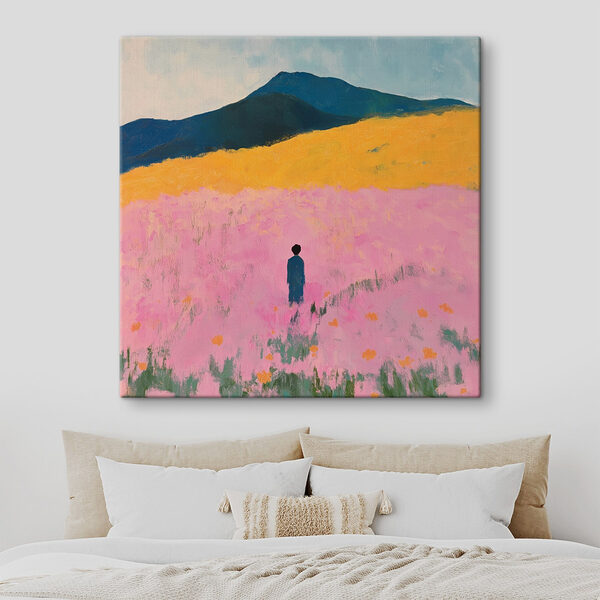 Person standing in a field of flowers