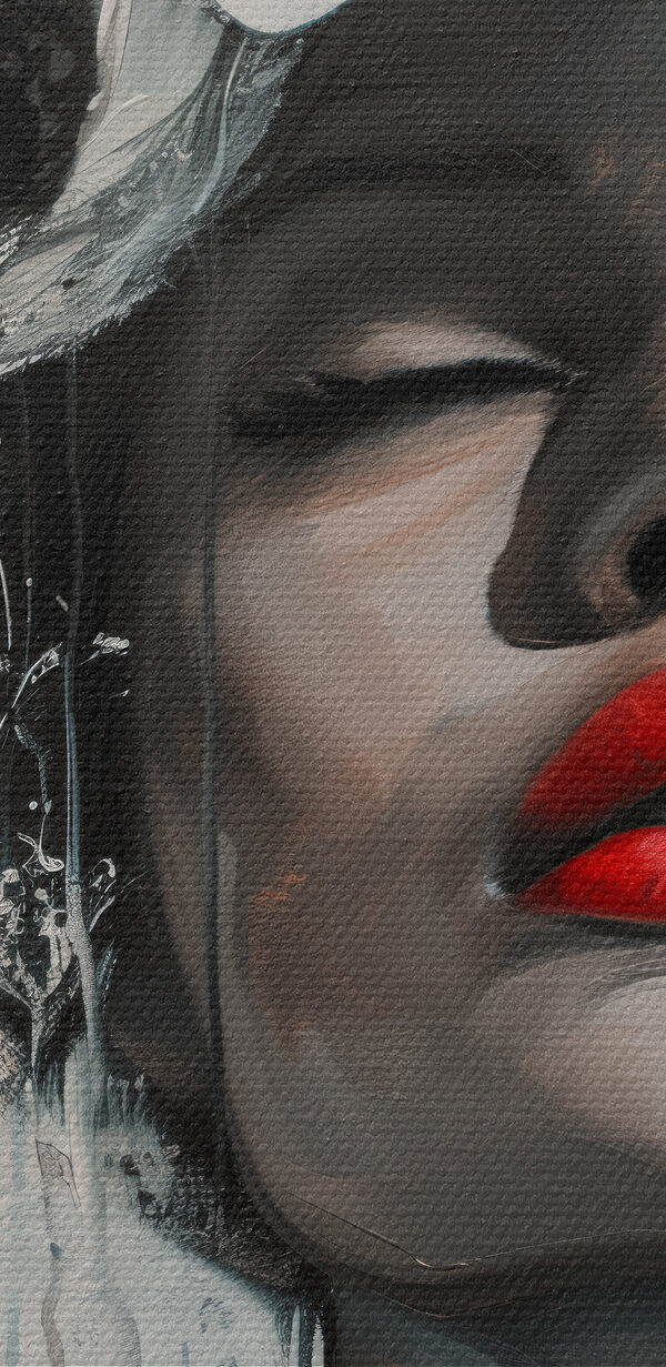 Maľba ženy s kvetmi na hlave Maľba ženy s kvetmi na hlave