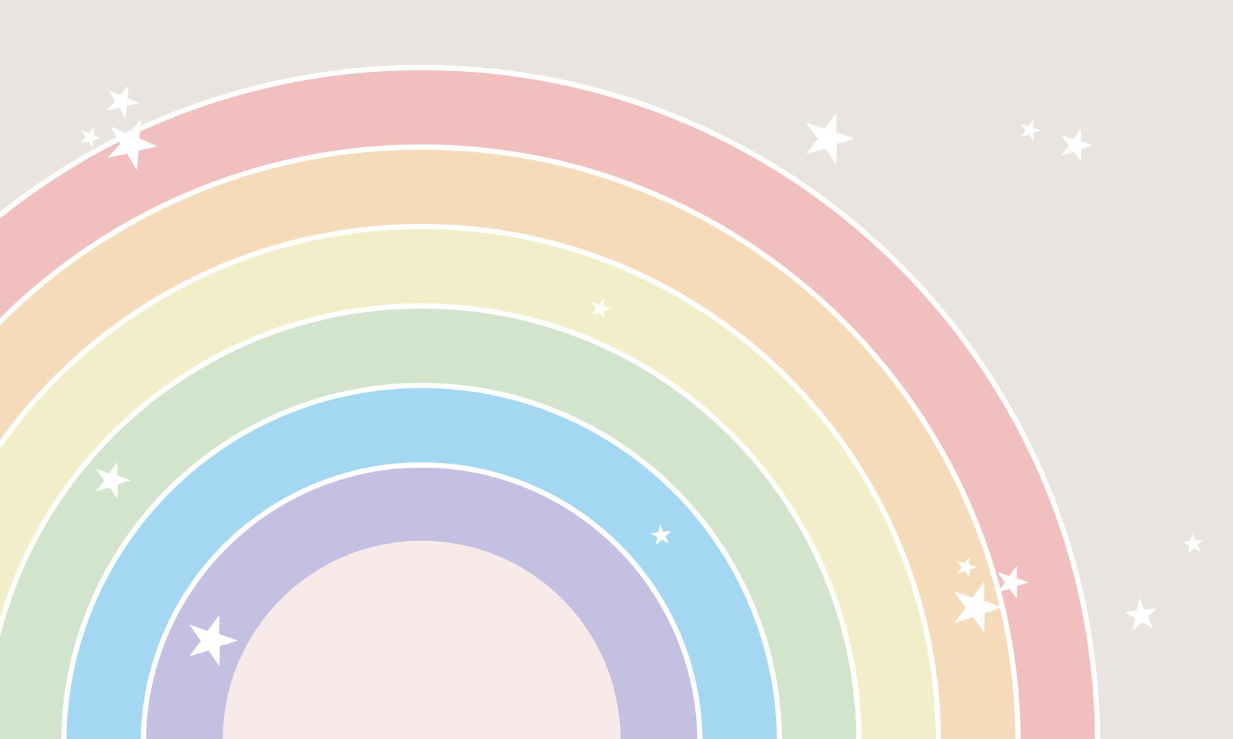 Rainbow with stars in the sky