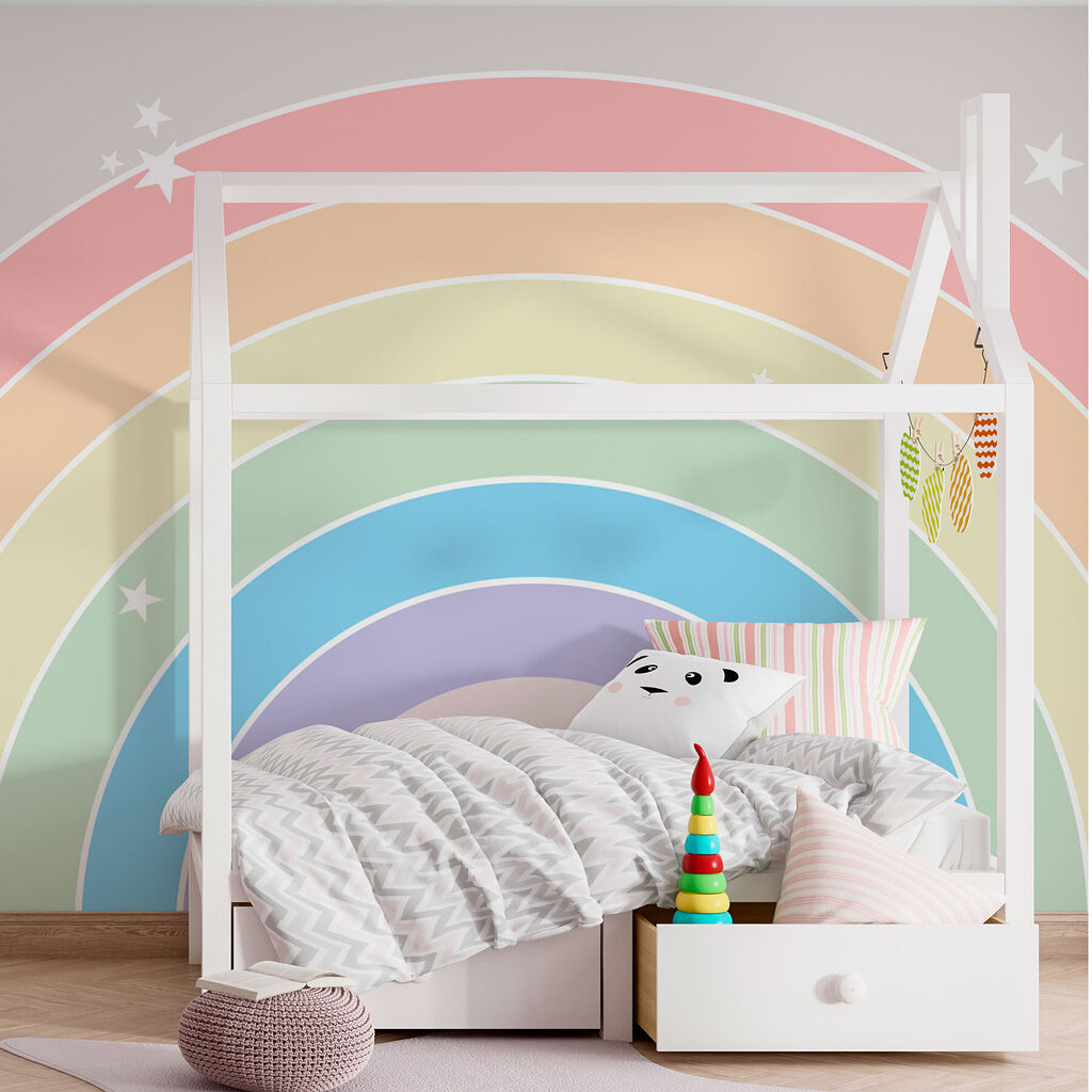 Rainbow with stars in the sky