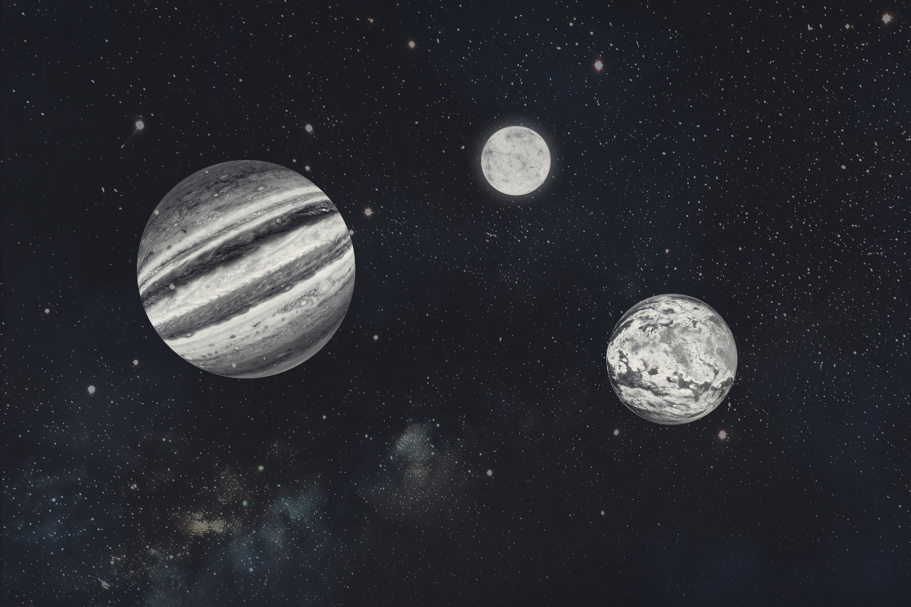 Planets in space with stars Planets in space with stars