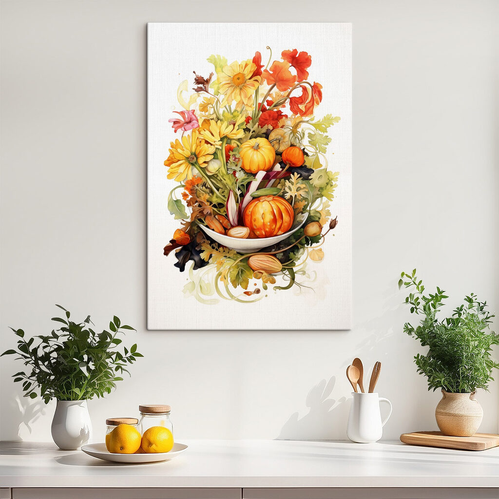 Watercolor painting of vegetables and flowers Watercolor painting of vegetables and flowers