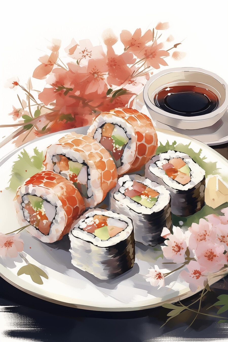 Tanier so sushi a omáčkou