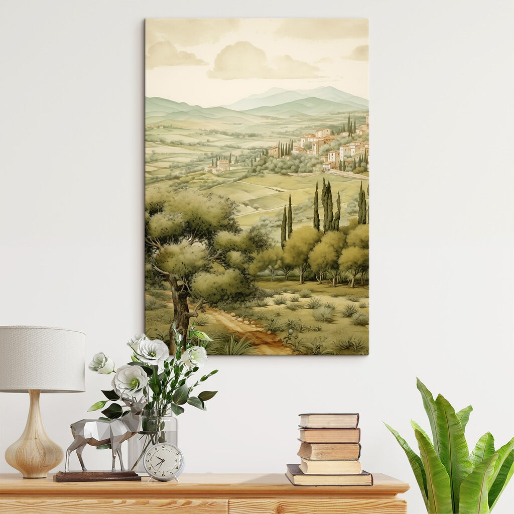 Landscape with trees and buildings Landscape with trees and buildings