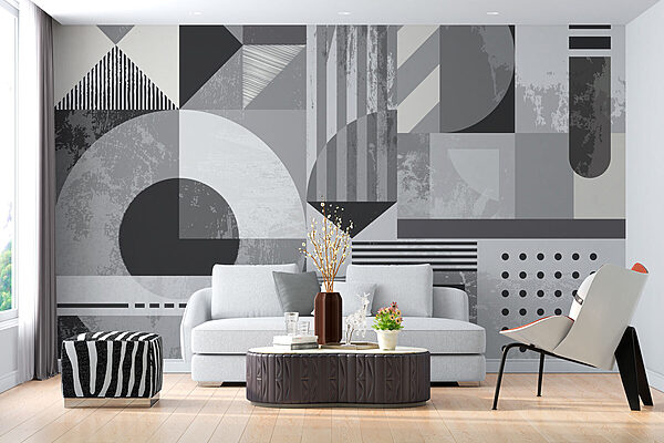 Sivý a biely geometrický vzor Fototapety Sivý a biely geometrický vzor