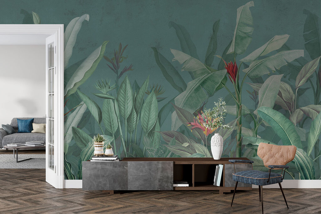 Wallpaper with plants and flowers