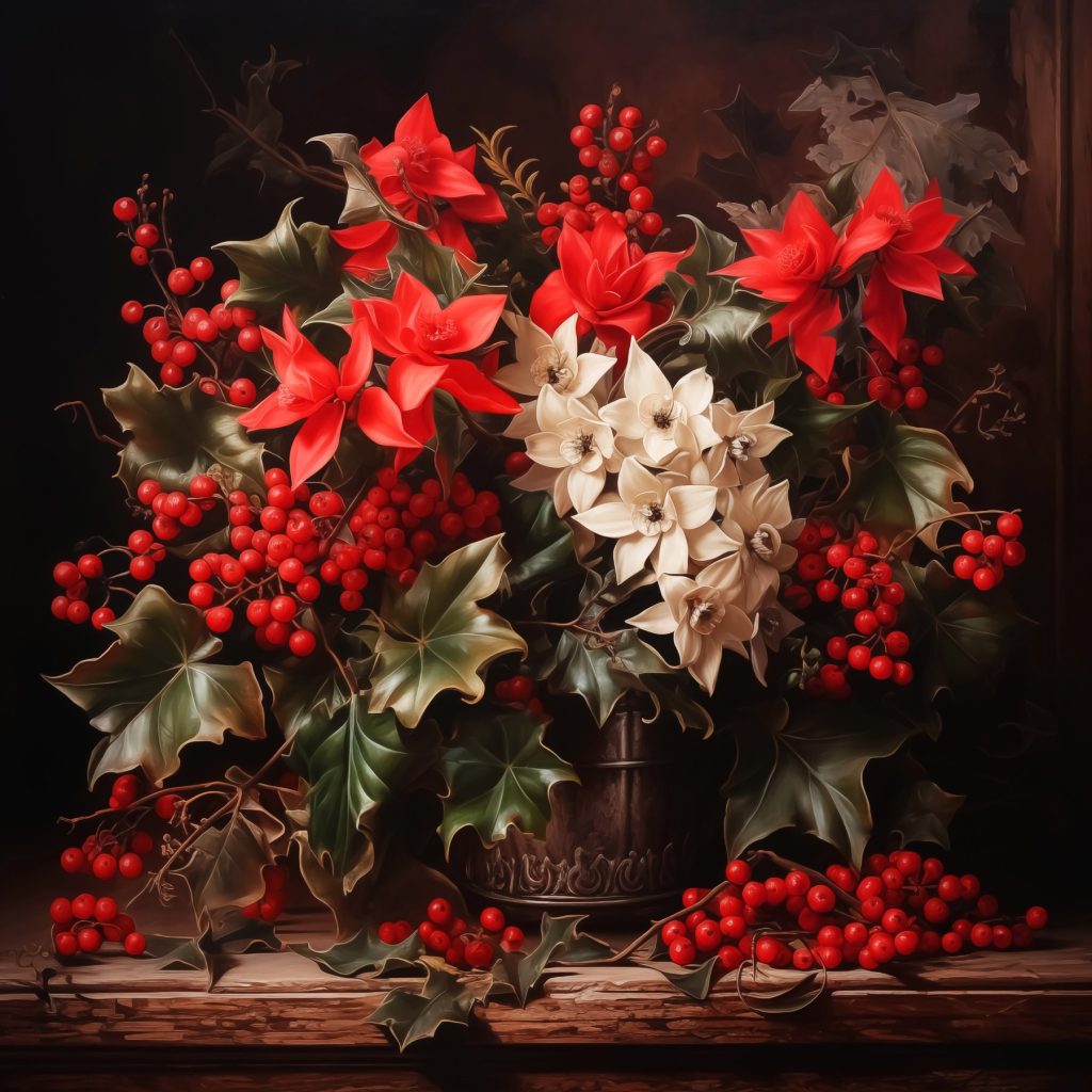 Painting of flowers and berries Painting of flowers and berries