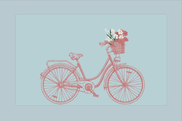 Bicykel s kvetmi v košíku Bicykel s kvetmi v košíku