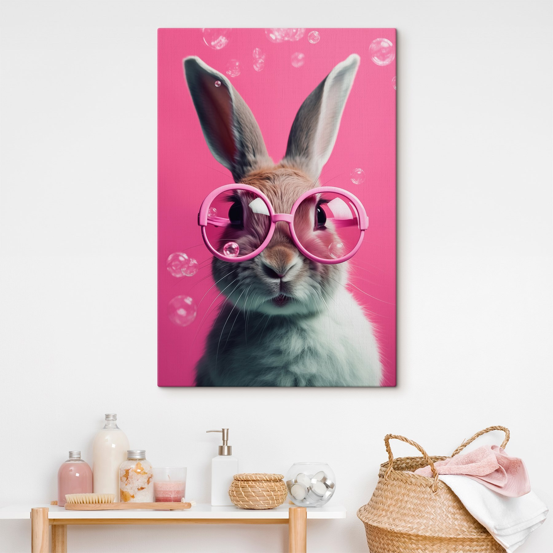 Rabbit wearing pink glasses Rabbit wearing pink glasses