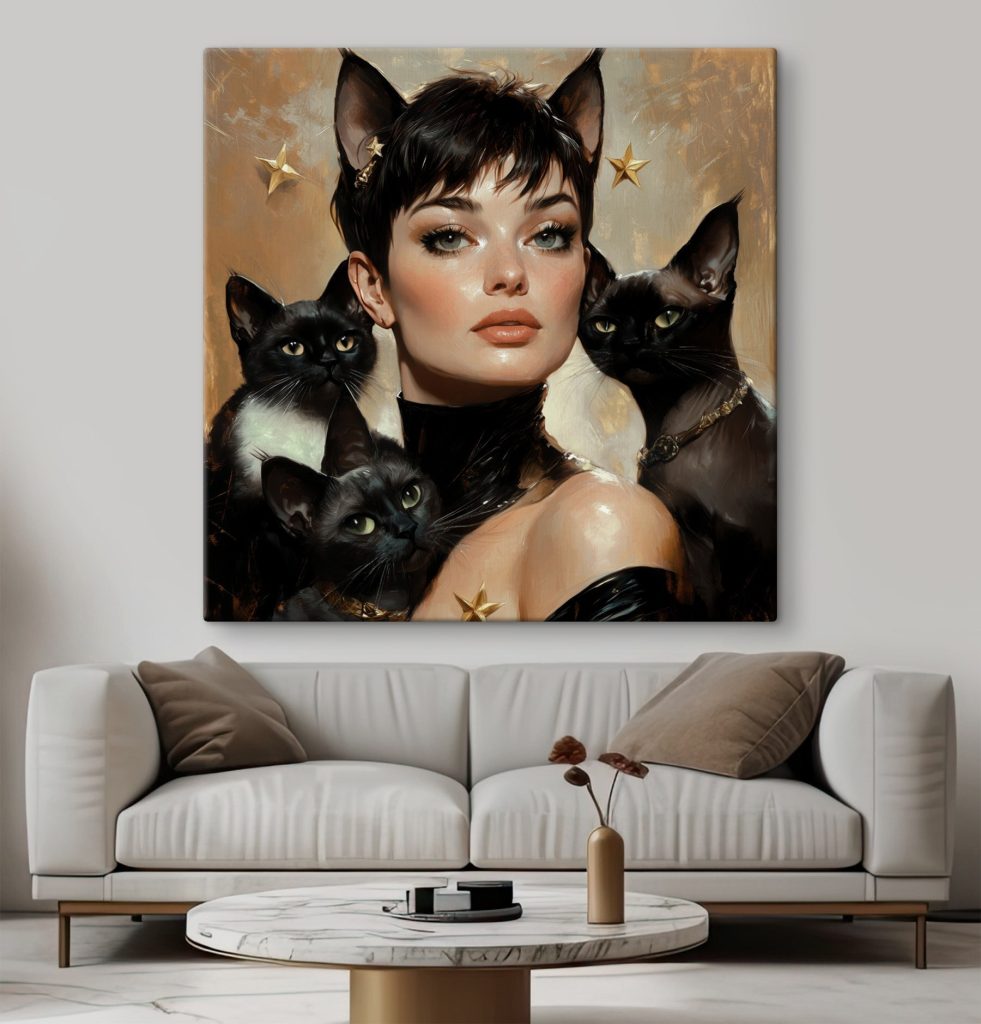 Woman with cats around her neck