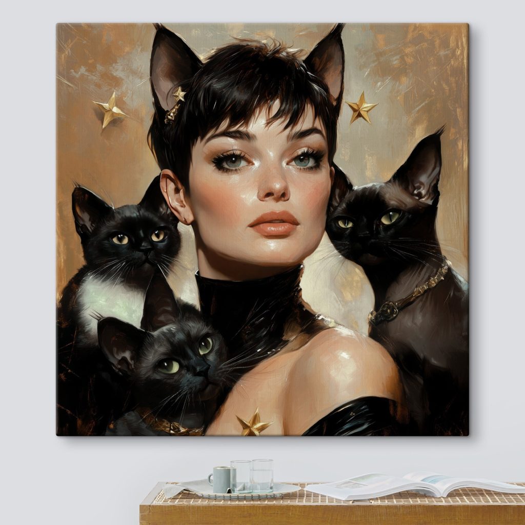 Woman with cats around her neck