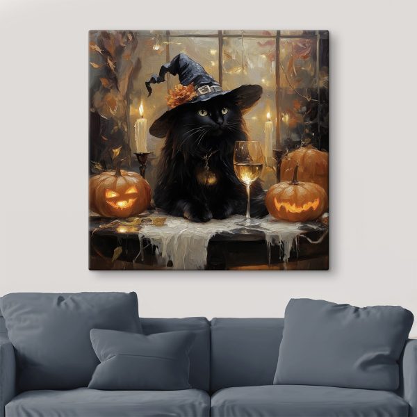 Mačka v klobúku a s pohárom vína Obraz Mačka v klobúku a s pohárom vína