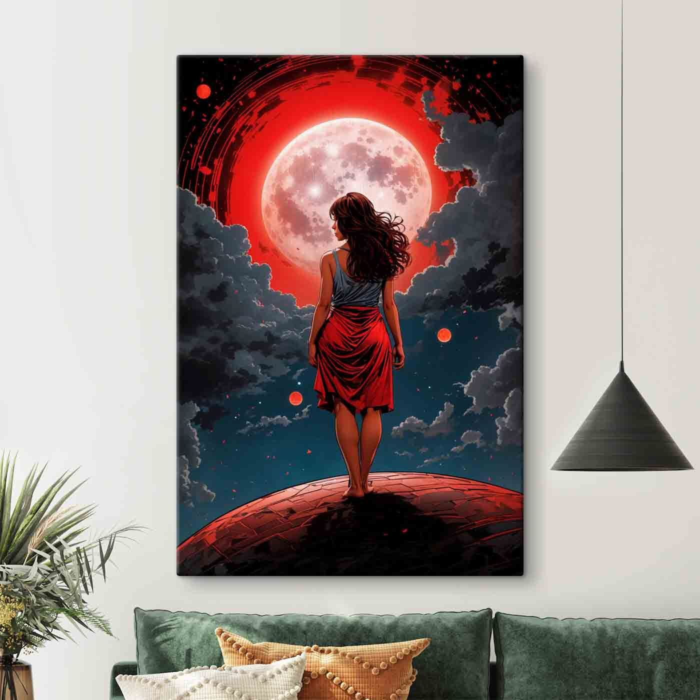 Woman looking at the moon Woman looking at the moon