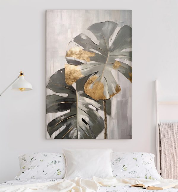 Abstraktná monstera s kovovými akcentmi Abstraktná monstera s kovovými akcentmi