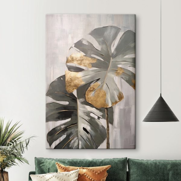 Abstraktná monstera s kovovými akcentmi Abstraktná monstera s kovovými akcentmi