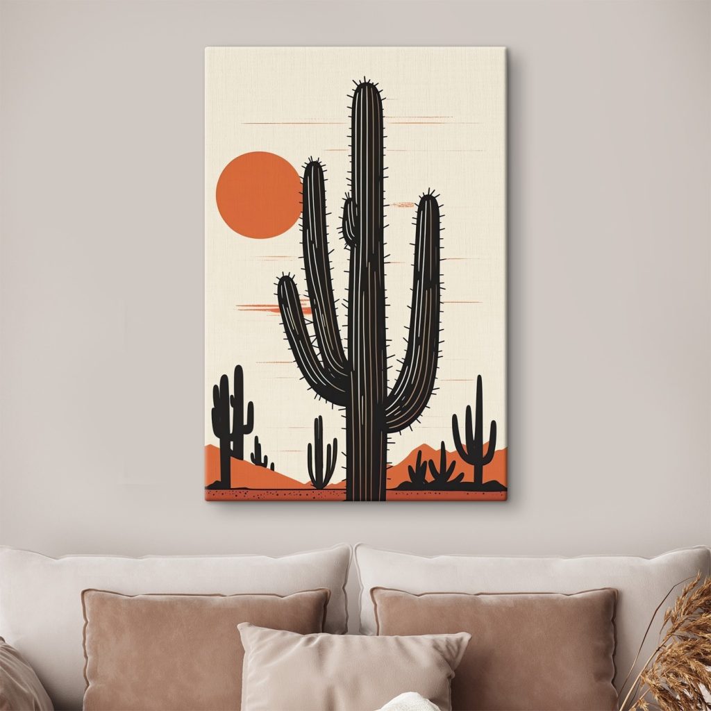Cactus with a sun in the background Cactus with a sun in the background