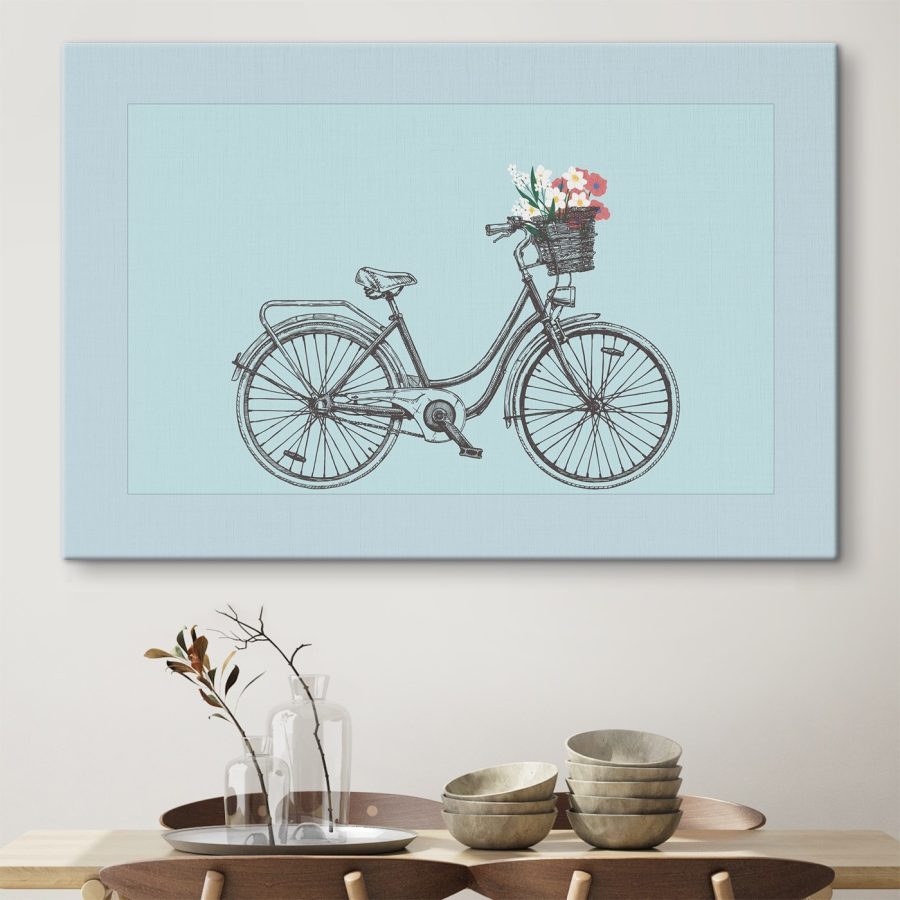 Bicykel s kvetmi v košíku Bicykel s kvetmi v košíku