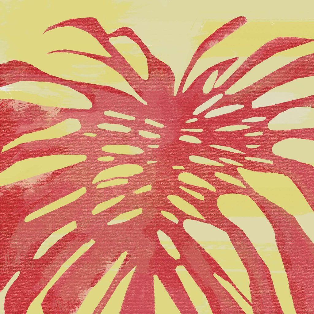Red leaf on a yellow background Red leaf on a yellow background