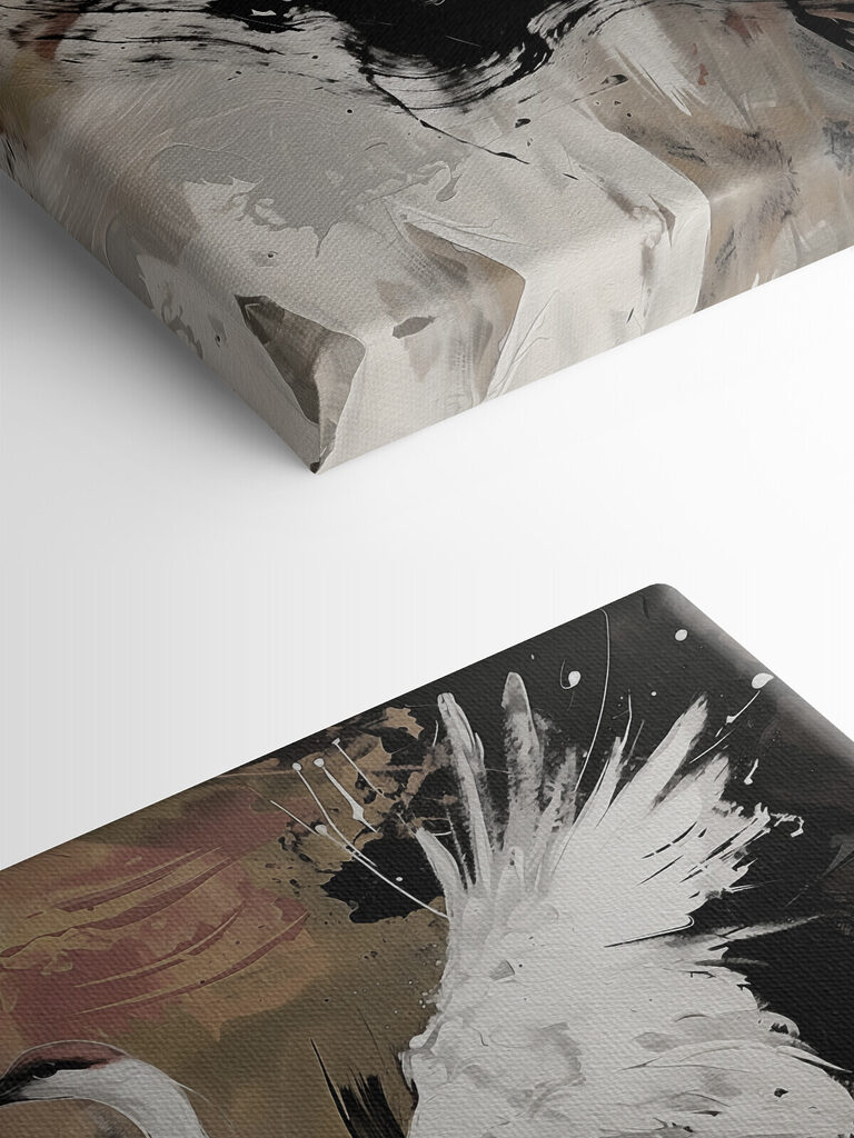 Painting of a white crane Painting of a white crane