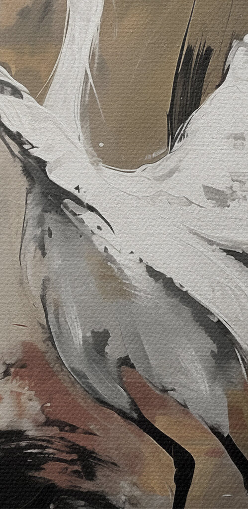 Painting of a white crane Painting of a white crane