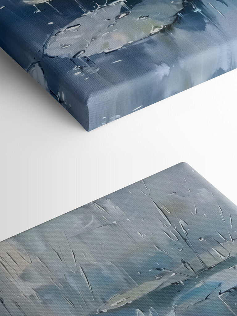 Painting of water lilies and leaves Painting of water lilies and leaves