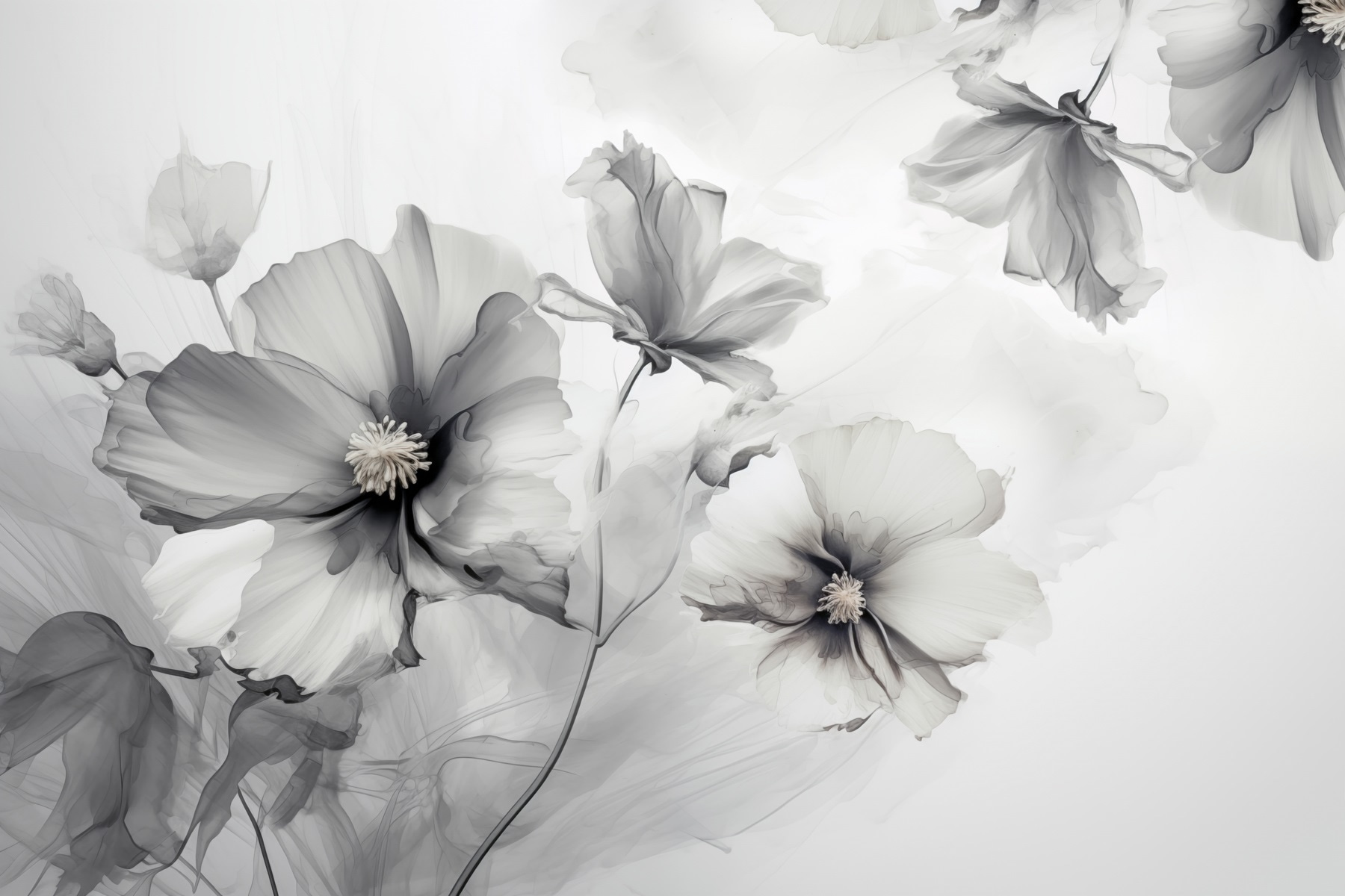 Group of flowers in a white background