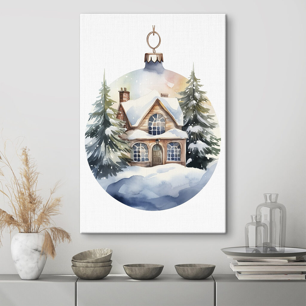 Watercolor painting of a house in the snow Watercolor painting of a house in the snow