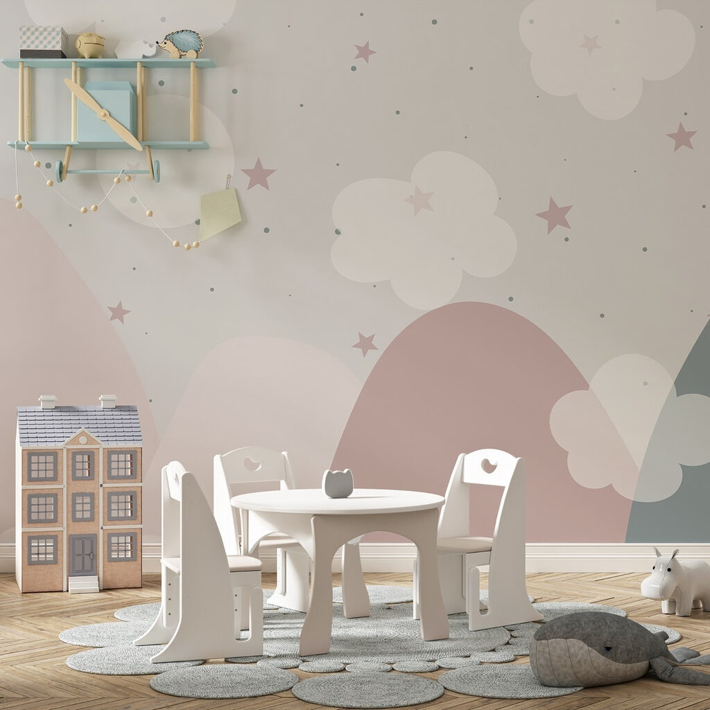 Landscape with clouds and stars Landscape with clouds and stars