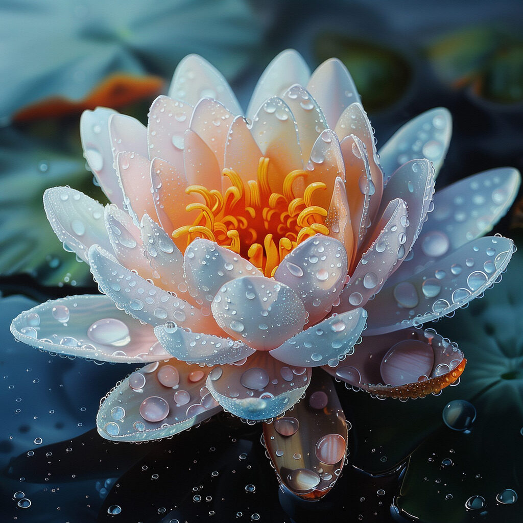 White flower with water drops on it