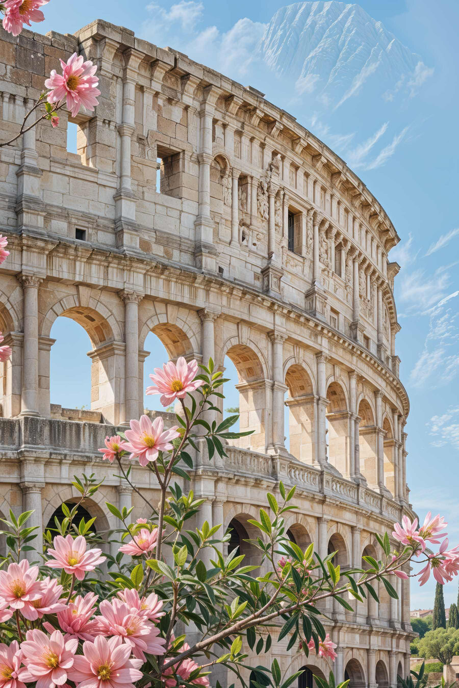 Canvas prints Building with arches and flowers