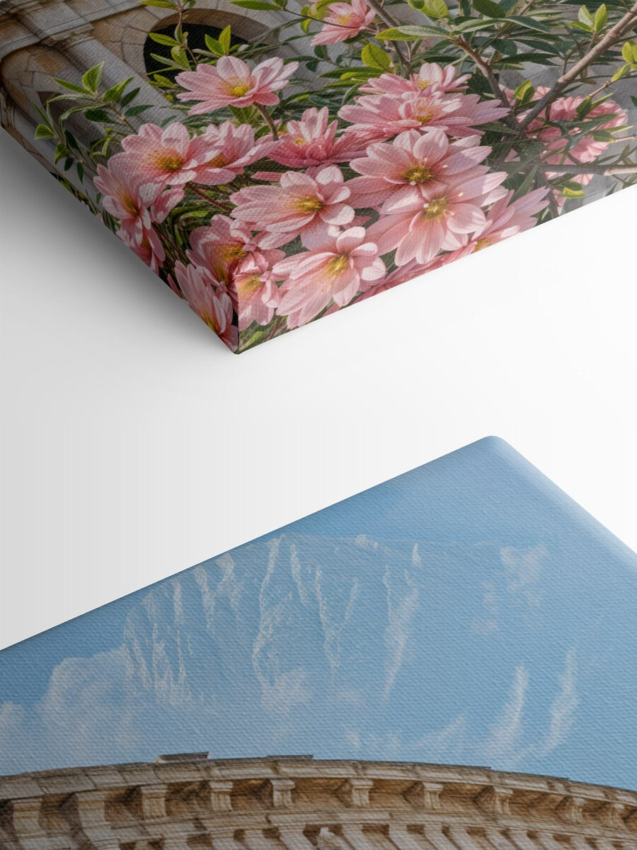 Canvas prints Building with arches and flowers