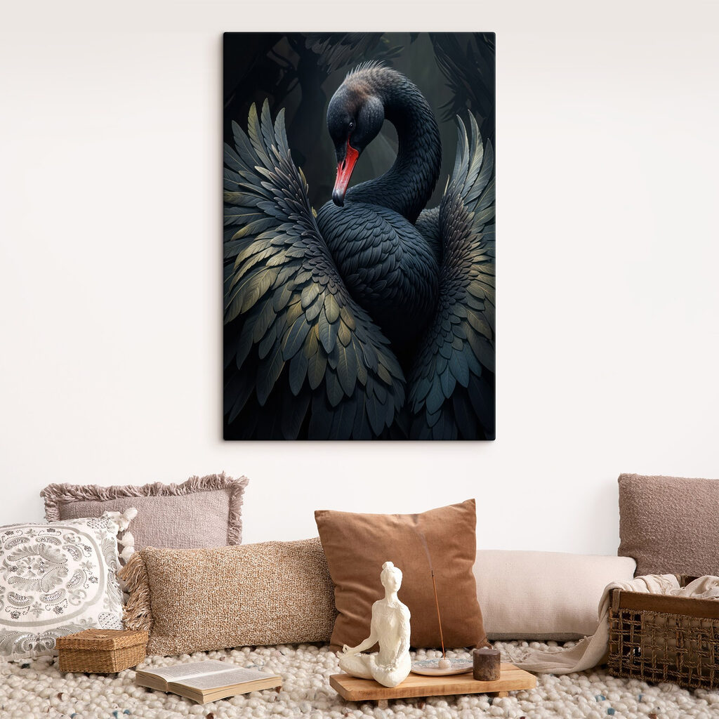 Black swan with a red beak Black swan with a red beak