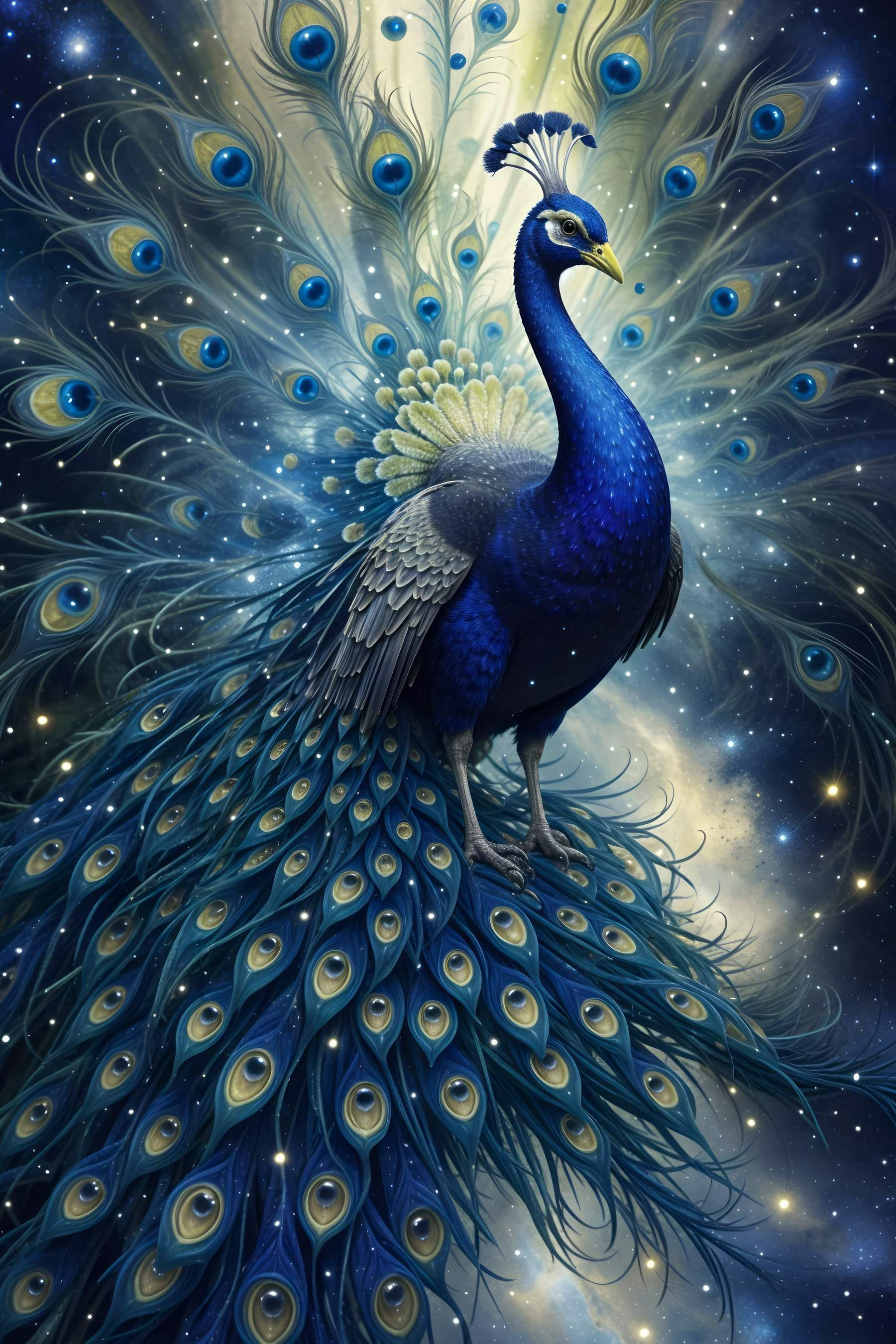 Majestic peacock in cosmic splendor Majestic peacock in cosmic splendor