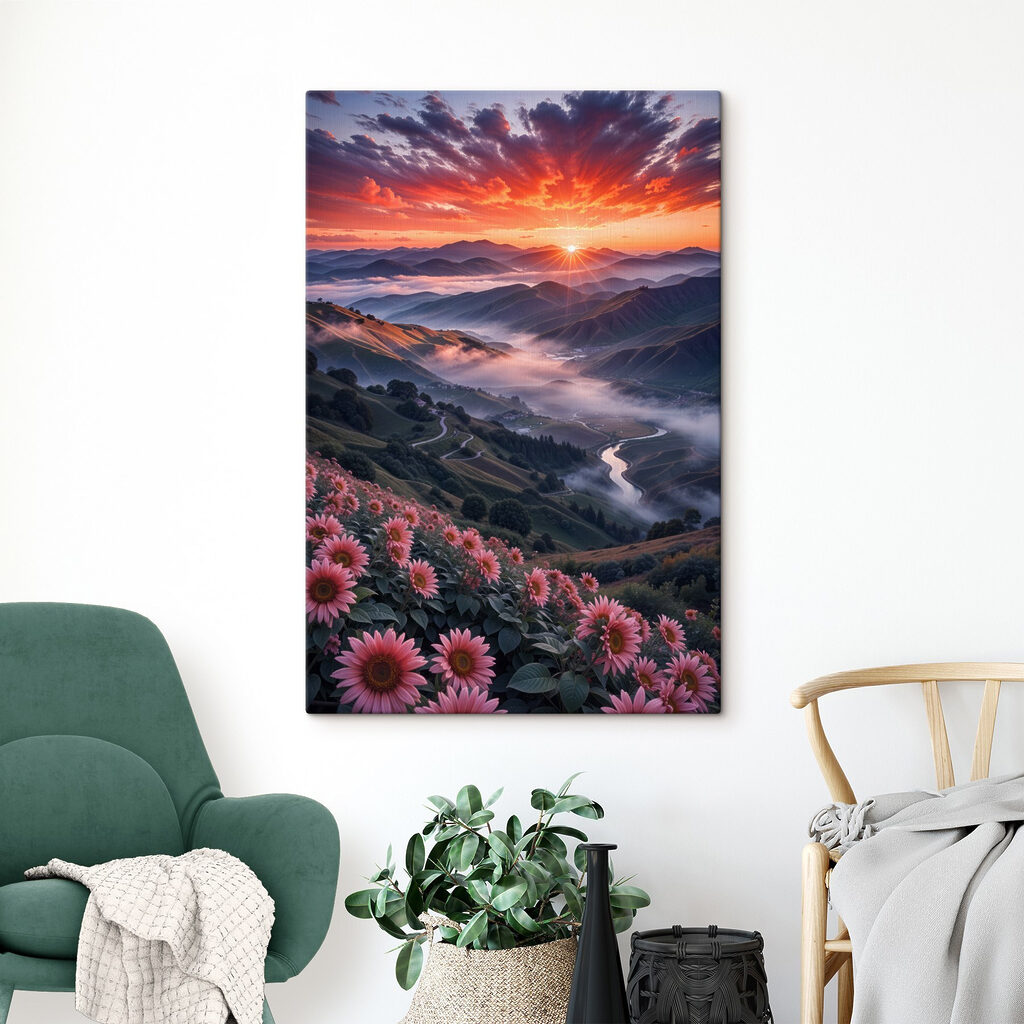 Valley with flowers and a river Valley with flowers and a river