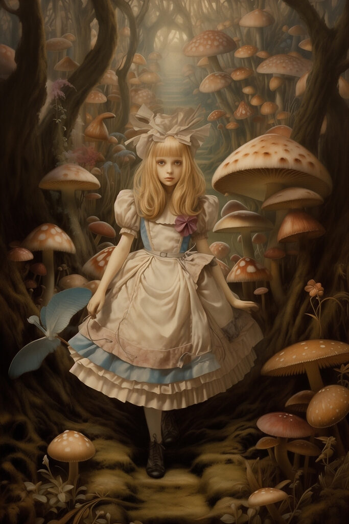 Girl in a dress in a forest